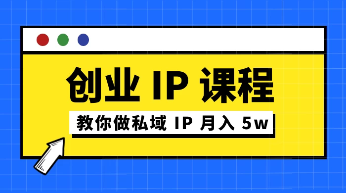 价值 2980 创业 IP 课程,教你做私域 IP 月入 5w-副业吧