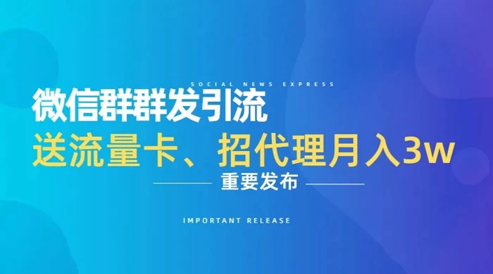 利用微信群卖流量卡,招代理,3 个月变现 11 万(附软件)-副业吧