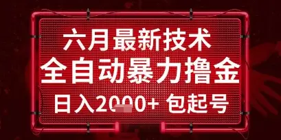 六月最新技术全自动暴力撸金,稳定日入2k+包起号,长期稳定【揭秘】