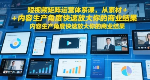 【精】短视频矩阵运营体系课,从素材+内容生产角度快速放大你的商业结果-副业吧