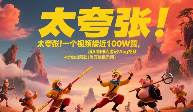 太夸张!一个视频接近100W赞,用AI制作西游记Vlog视频,全流程拆解来了(附万能提示词)-副业吧