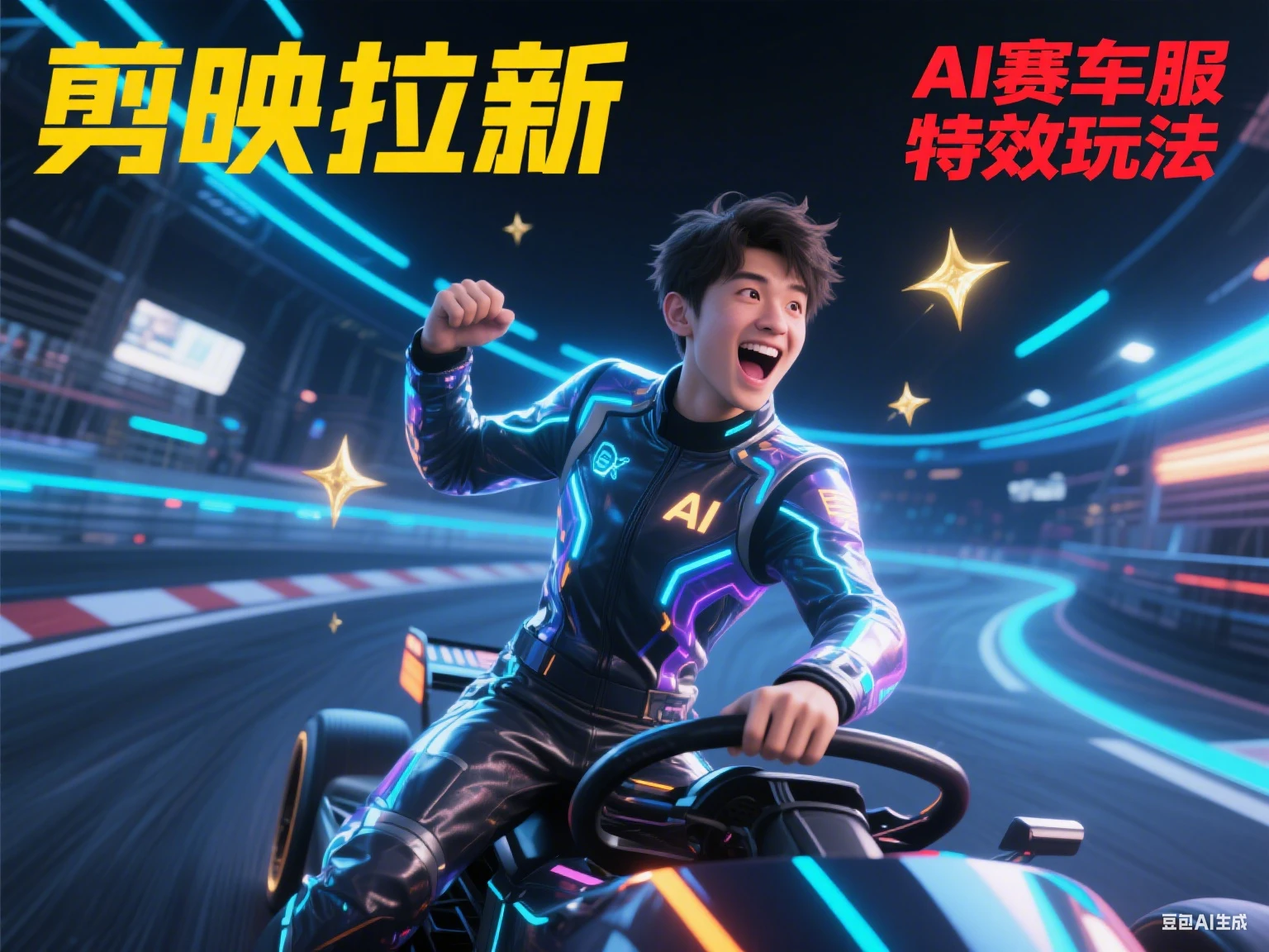 剪映拉新 AI赛车服特效玩法-副业吧
