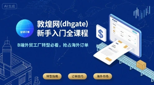 【精】敦煌网(dhgate)新手入门全课程,B端外贸工厂转型必看,抢占海外订单-副业吧