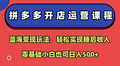 拼多多开店运营课程:蓝海变现玩法,轻松实现睡后收入,零基础小白也可日入5张-创业猫 拼多多开店运营课程:蓝海变现玩法,轻松实现睡后收入,零基础小白也可日入5张-创业猫