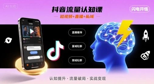 【精】抖音流量认知课,短视频+直播+私域,认知提升,闪电开悟-创业猫 【精】抖音流量认知课,短视频+直播+私域,认知提升,闪电开悟-创业猫