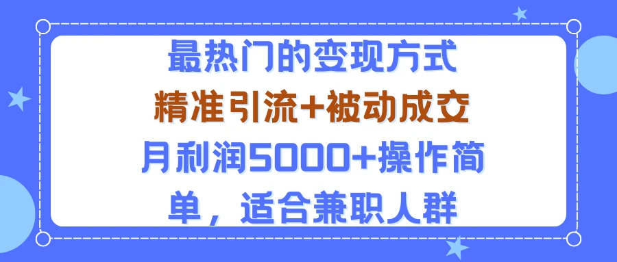 小众赛道玩法:当下最热门的变现方式,精准引流+被动成交月利润5000+操作简单,适合兼职人群-副业吧
