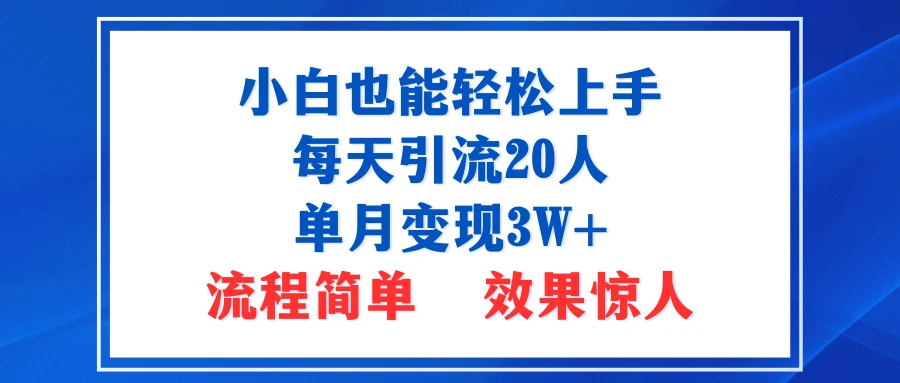 小白也能轻松上手的宝妈项目,每天引流20人,单月变现3W+,流程简单,效果惊人-副业吧