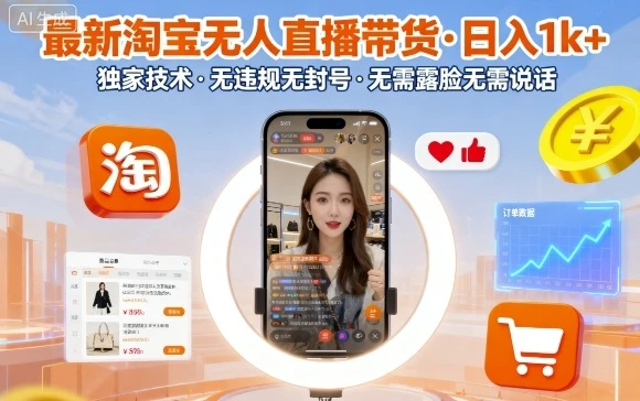 最新淘宝无人直播带货,日入1k+,独家技术,无违规无封号,无需露脸无需说话【揭秘】-创业猫 最新淘宝无人直播带货,日入1k+,独家技术,无违规无封号,无需露脸无需说话【揭秘】-创业猫