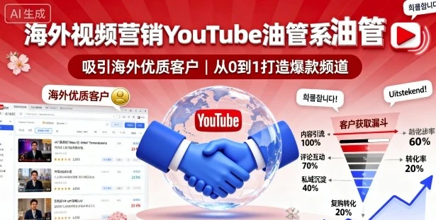 【精】海外视频营销YouTube油管系列课程,吸引海外优质客户-副业吧