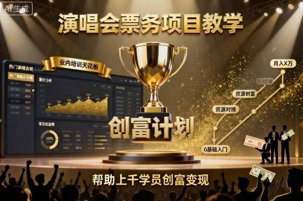 演唱会票务项目教学,业内培训天花板,帮助上千学员创富变现(更新)-创业猫 演唱会票务项目教学,业内培训天花板,帮助上千学员创富变现(更新)-创业猫