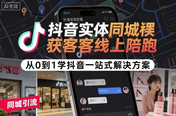 【精】抖音实体同城获客线上陪跑,从0到1学抖音一站式解决方案-副业吧