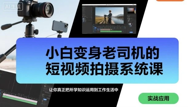 【精】小白变身老司机的短视频拍摄系统课,让你真正把所学知识运用到工作生活中-副业吧