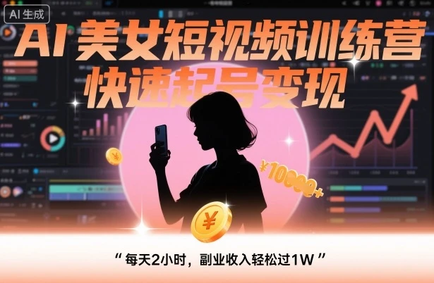【精】AI美女短视频训练营,快速起号变现,每天2小时,副业收入轻松过1W-创业猫 【精】AI美女短视频训练营,快速起号变现,每天2小时,副业收入轻松过1W-创业猫