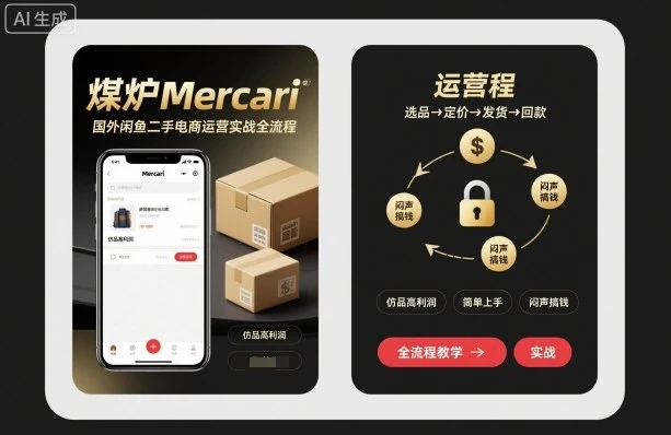 【精】煤炉Mercari国外闲鱼二手电商运营实战全流程,仿品高利润,简单上手,闷声搞钱-创业猫 【精】煤炉Mercari国外闲鱼二手电商运营实战全流程,仿品高利润,简单上手,闷声搞钱-创业猫