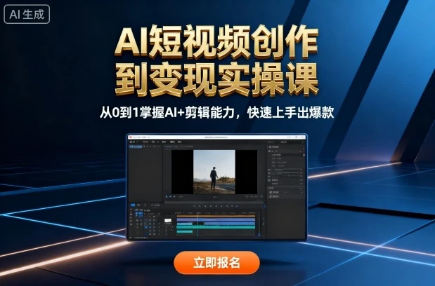 【精】AI短视频创作到变现实操课,从0到1掌握AI+剪辑能力,快速上手出爆款(更新10月)-副业吧