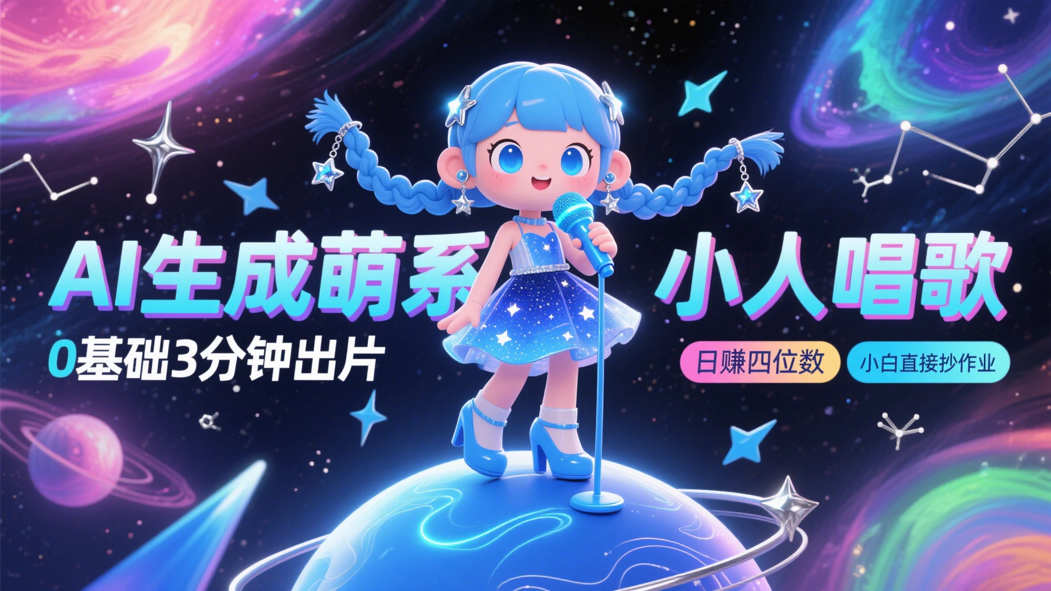 28个作品涨粉9万,AI生成萌系小人唱歌!0基础3分钟出片,单日变现1000+,小白直接抄作业-副业吧