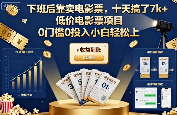 下班后靠卖电影票,十天搞了7k+,低价电影票项目,0门槛0投入小白轻松上手【揭秘】-创业猫 下班后靠卖电影票,十天搞了7k+,低价电影票项目,0门槛0投入小白轻松上手【揭秘】-创业猫
