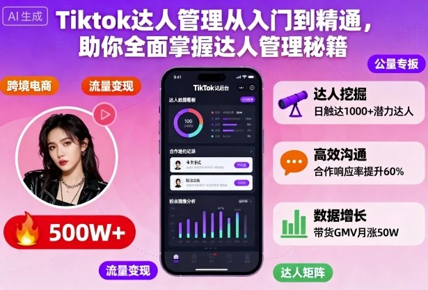 【精】Tiktok达人管理从入门到精通,助你全面掌握达人管理秘籍-副业吧