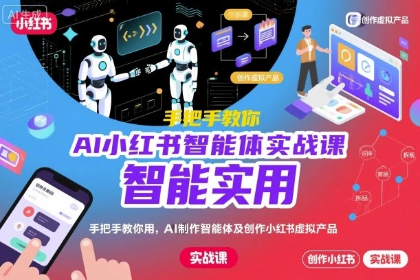 【精】AI小红书智能体实战课,手把手教你用AI制作智能体及创作小红书虚拟产品,提效+内容商业化-副业吧
