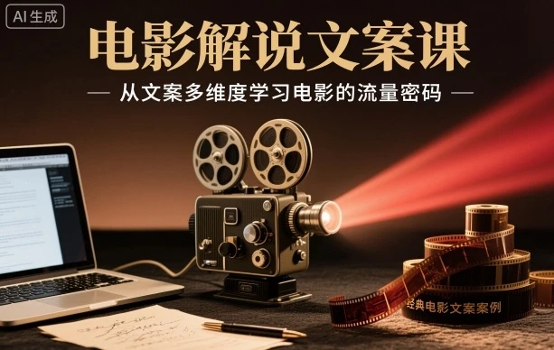 【精】电影解说文案课,从文案多维度学习电影的流量密码-副业吧