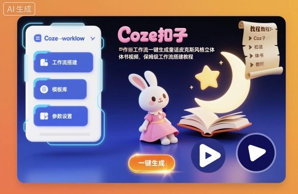 Coze扣子工作流一键生成童话皮克斯风格立体书视频,保姆级工作流搭建教程-副业吧
