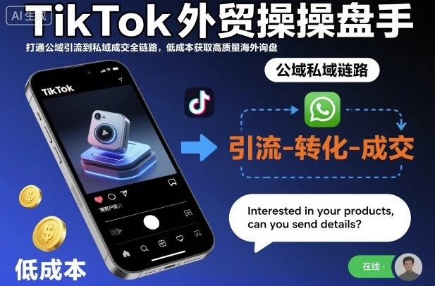 TikTok外贸操盘手,打通公域引流到私域成交全链路,低成本获取高质量海外询盘-副业吧