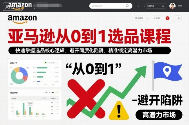 【精】亚马逊从0到1选品课程,快速掌握选品核心逻辑,避开同质化陷阱,精准锁定高潜力市场-副业吧