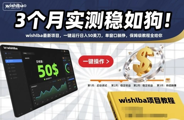 3个月实测稳如狗!wishlba最新项目,一键运行日入50美刀,单窗口躺挣,保姆级教程全给你【揭秘】-副业吧