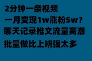 聊天记录推文玩法,2分钟一条视频一月变现1w涨粉5W【附软件】-副业吧