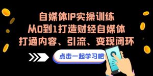 自媒体IP实操训练,从0到1打造财经自媒体,打通内容、引流、变现闭环-副业吧