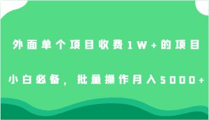 外面单个项目收费1W+的项目,小白必备,批量操作月入5000+-副业吧