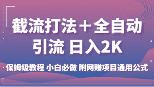 截流打法＋全自动引流 日入2K 保姆级教程 小白必做   附网赚项目通用公式-副业吧