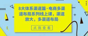 八大体系渠道篇·电商多渠道布局系列线上课，渠道放大，多渠道布局-副业吧