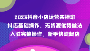 2023抖音小店运营实操班,抖店基础操作、无货源优势做法,入驻完整操作,新手快速起店-副业吧