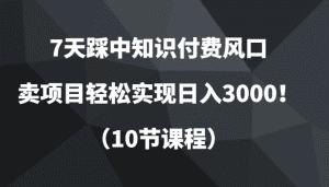 7天踩中知识付费风口,卖项目轻松实现日入3000!(10节课程)-副业吧