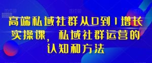 高端私域社群从0到1增长实战课,私域社群运营的认知和方法(37节课)-副业吧