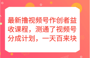 最新撸视频号作创者益收课程,测通了视频号分成计划,一天百来块!-副业吧