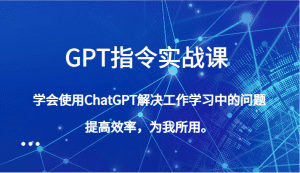 GPT指令实战课，学会使用ChatGPT解决工作学习中的问题，提高效率，为我所用。-副业吧