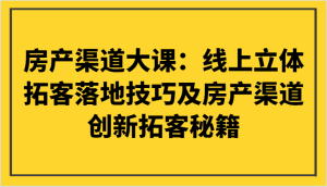 房产渠道大课：线上立体拓客落地技巧及房产渠道创新拓客秘籍-副业吧