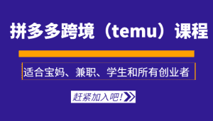 拼多多跨境（temu）课程，适合宝妈、兼职、学生和所有创业者-副业吧