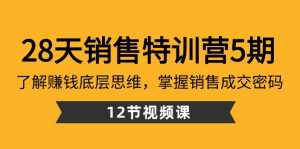 28天销售特训营5期：了解赚钱底层思维，掌握销售成交密码（12节课）-副业吧