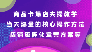 商品卡爆店实操教学,基础到进阶保姆式讲解、当天爆量核心方法、店铺矩阵化运营方案等-副业吧