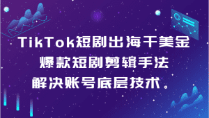 TikTok短剧出海干美金-爆款短剧剪辑手法,解决账号底层技术。-副业吧