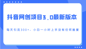 抖音网创项目3.0最新版本，每天引流300+，小白一小时上手没有任何难度-副业吧