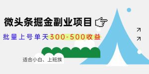 (4081期)微头条掘金副业项目第4期:批量上号单天300-500收益,适合小白、上班族-副业吧