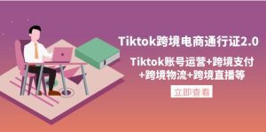 （4157期）Tiktok跨境电商通行证2.0，Tiktok账号运营+跨境支付+跨境物流+跨境直播等-副业吧