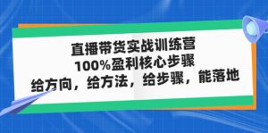 （4785期）直播带货实战训练营：100%盈利核心步骤，给方向，给方法，给步骤，能落地-副业吧