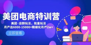 (4921期)美团电商特训营:美团·店群玩法,无脑铺货月产出6000-15000+精细化月产2w+-副业吧