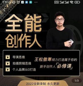 王松傲寒·全能创作人思维课,帮你打造创作人IP,全面提升导演思维-副业吧
