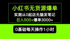 （5494期）小红书无货源爆单 实测从0起店无脑发笔记 日入500+爆单3000+长期项目可多店-副业吧
